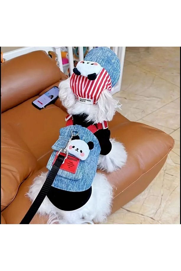 ŞAPKALI GÖĞÜS TASMASI SET AYICIKLI KOT MODELİ (2 PARÇA) Nefes Alabilir Ve Konforlu KÖPEK/KEDİ - 1