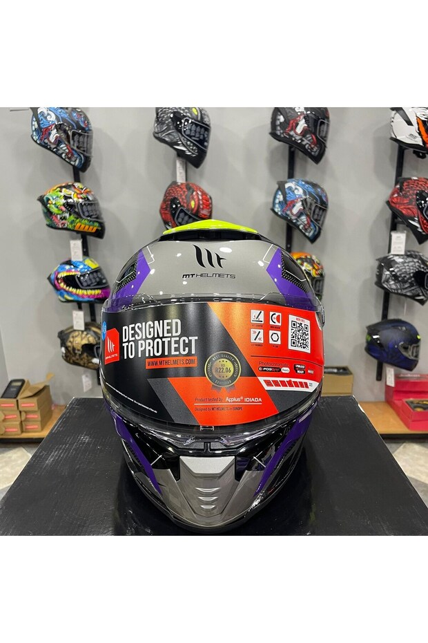 Helmets Kask Thunder 4 Sv Valıant B2 Parlak Gri Mor Sarı - 5