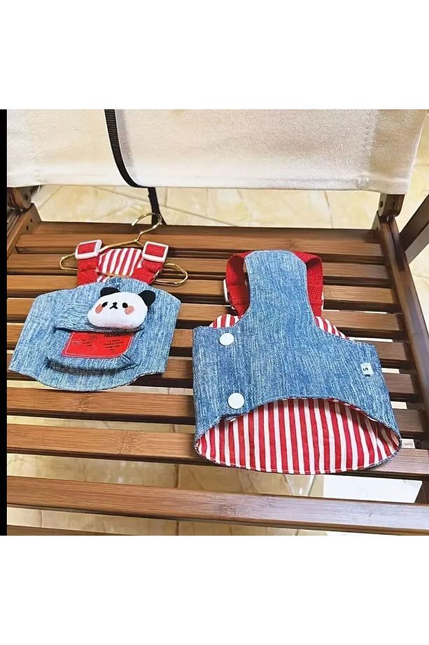 ŞAPKALI GÖĞÜS TASMASI SET AYICIKLI KOT MODELİ (2 PARÇA) Nefes Alabilir Ve Konforlu KÖPEK/KEDİ - 3