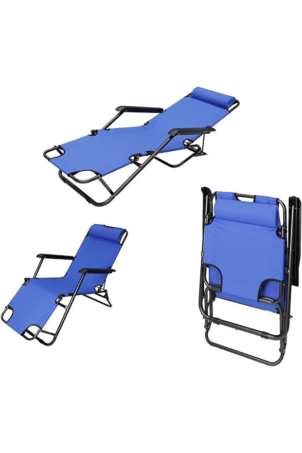 Foldable Beach Chair 153x60x35 Blue]