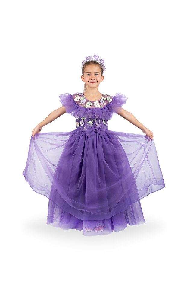 Premium Collection Flower Purple Dress