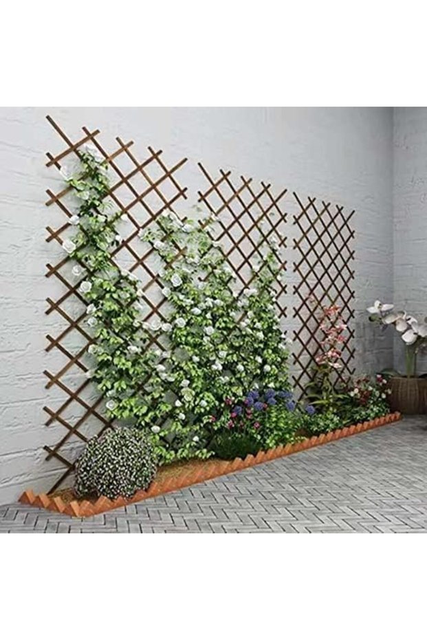 FFD 75cm Wooden Expandable Garden Fence Trellis Support for Climbing Plants & Vines Wooden Plant
