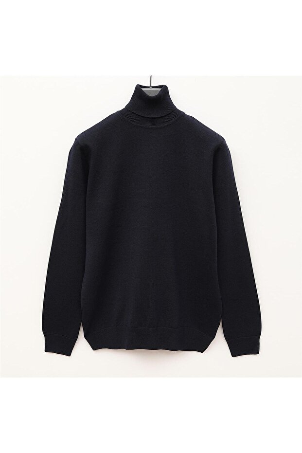 Men's Long Sleeve Slim Turtleneck Sweater - Slim Fit - 180539 - Navy Blue