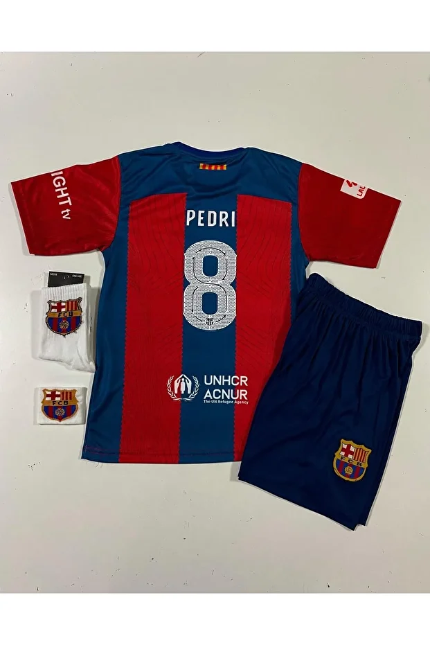 F.c B.a.r.c.e.l.o.n.a 2023-24 Sezon PEDRİ İç Saha Çocuk Forması 4'lü Set (ARMALI) - 3