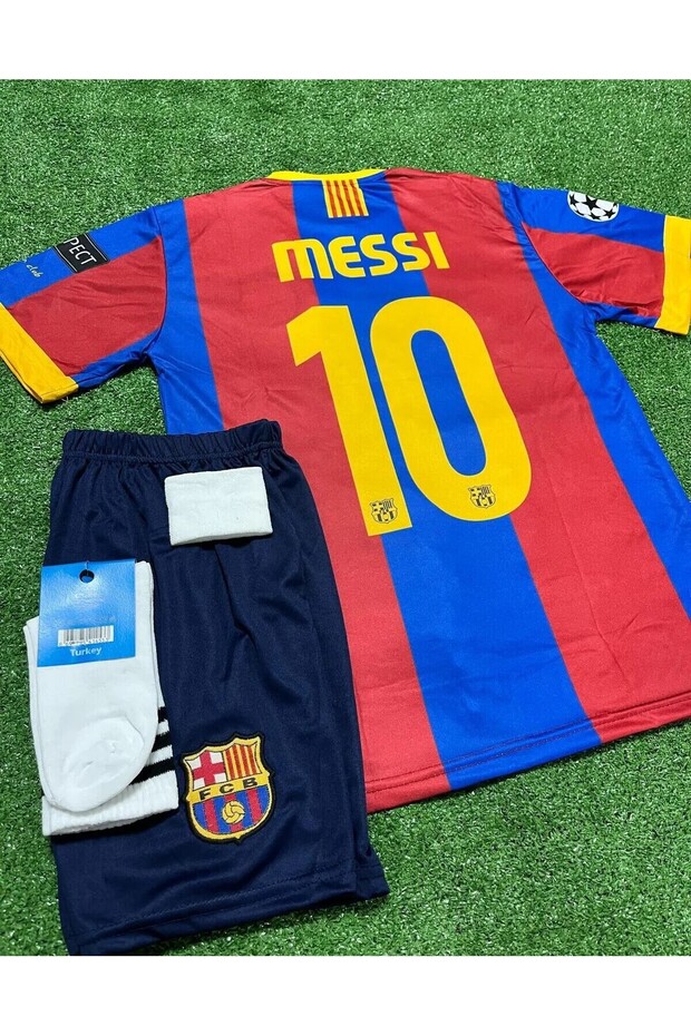 Lionel Messi 2011/12 Sezonu Çocuk Forması Şort Çorap 4'lü Set - 1