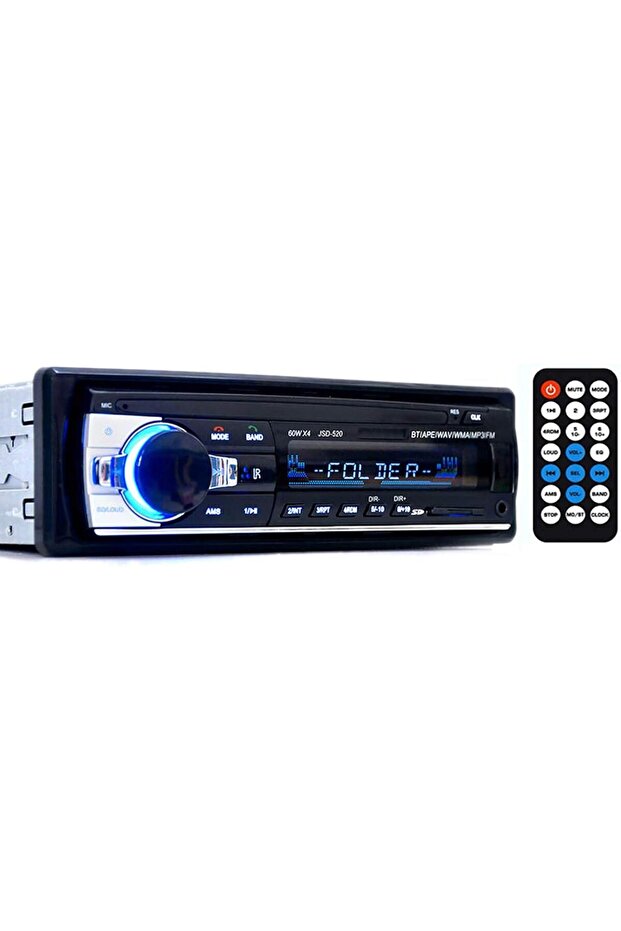 جهاز استقبال صوت راديو السيارة بمنفذ USB/SD/MP3، بلوتوث حر اليدين مع جهاز تحكم عن بعد، أسود، مقاس 1 دين