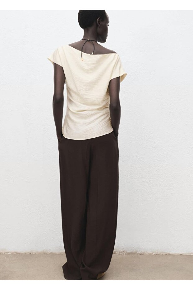 Modal asimetrik yaka bluz - 4