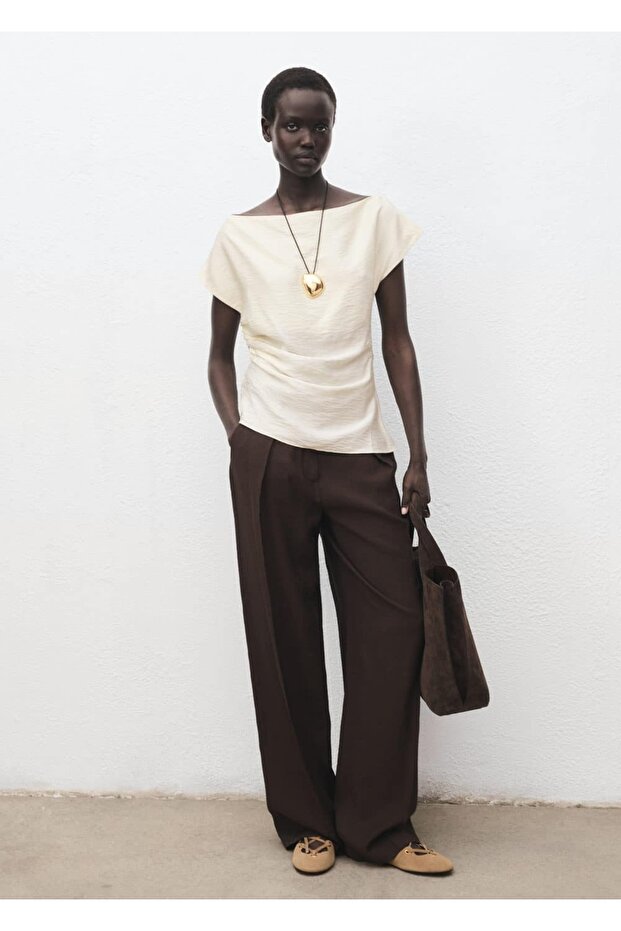 Modal asimetrik yaka bluz - 2