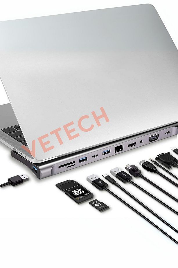 12in1 Type-C Port Çoklayıcı MacBook Uyumlu HDMI/Ethernet/SD/USB 3.0/VGA Çoklayıcı - 2