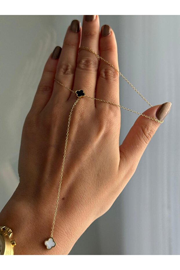 Yonca detaylı Y kolye - 3