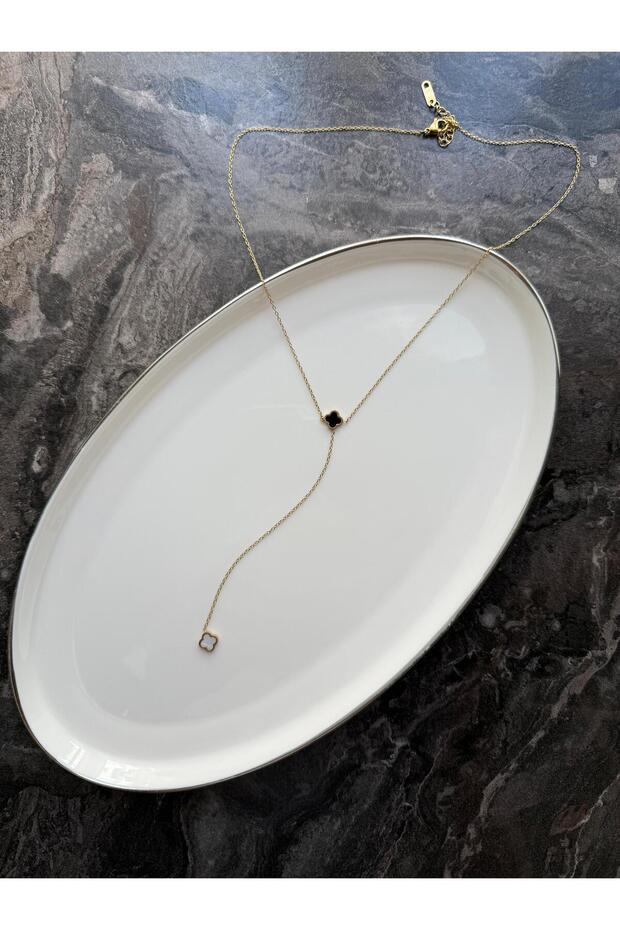 Yonca detaylı Y kolye - 1