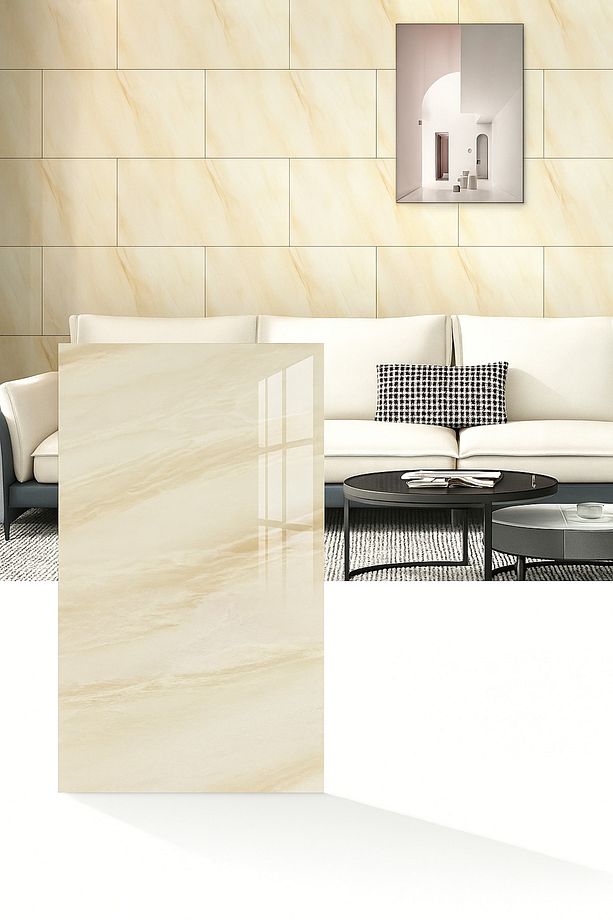 30x60 Cm Krem Mermer Desenli Kendinden Yapışkanlı Mutfak Banyo Wc Kaplama Pvc Duvar Panel 5 ADET - 2