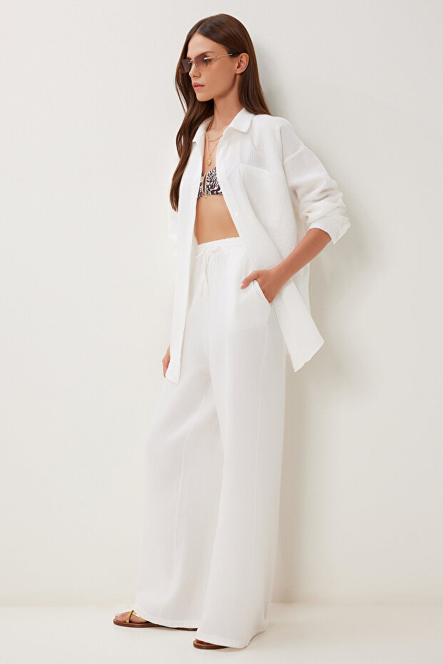 Oversize Muslin Shirt Trousers Set Lsa0014 Ecru