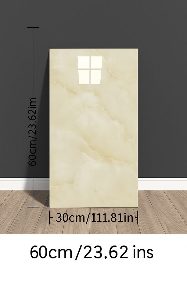 30x60 Cm Krem Mermer Desenli Kendinden Yapışkanlı Mutfak Banyo Wc Kaplama Pvc Duvar Panel - 3