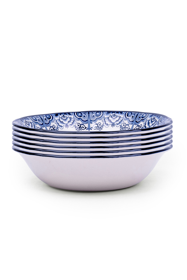 Lighthouse Blue 9-Inch Ceramic Salad Bowl (Set of 6)