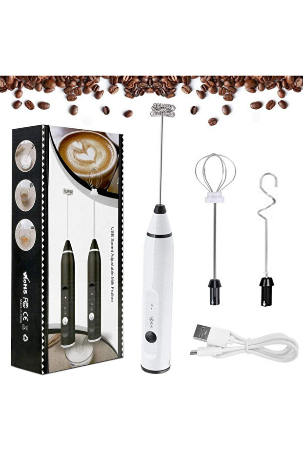 High Quality Mini 3 Speed USB Rechargeable Household Household Whisk Foam Egg Beater Stainless Steel