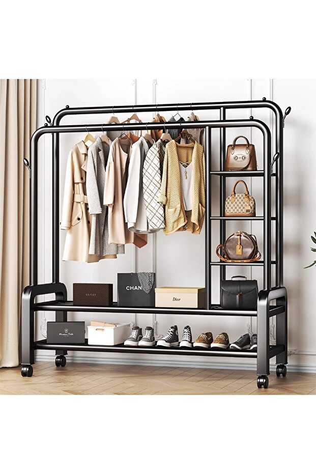 حاملات ملابس وأحذية متعددة الوظائف بعمودين - 2