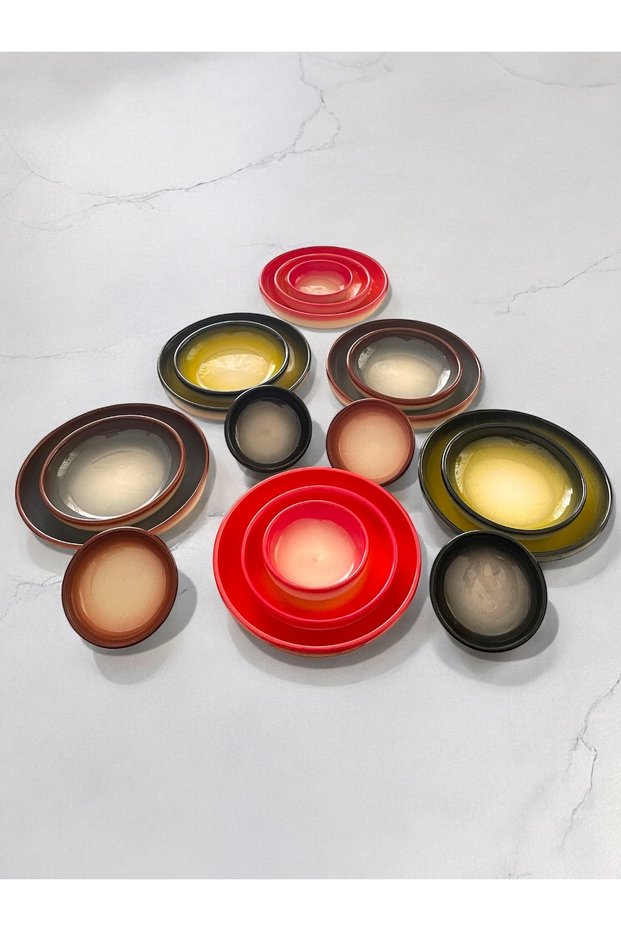 Casserole in Decorative Colors - Breakfast - Sauce Bowl - Appetizer - Snack Set 18 Pieces for 6 People