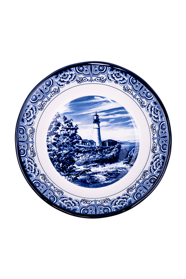Lighthouse Blue 9-Inch Ceramic Salad Bowl (Set of 1)