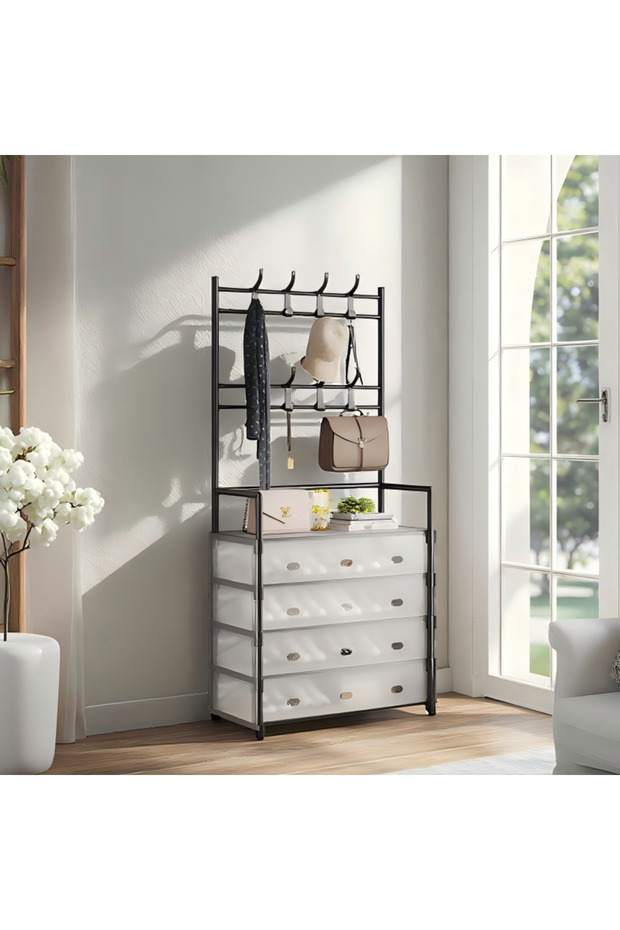 5-Tier Coat Rack and Shoe Storage for Entryway, Living Room