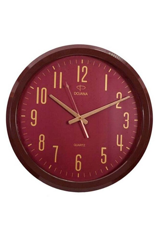 ساعة حائط تناظرية دائرية الشكل باللون الأحمر - 1