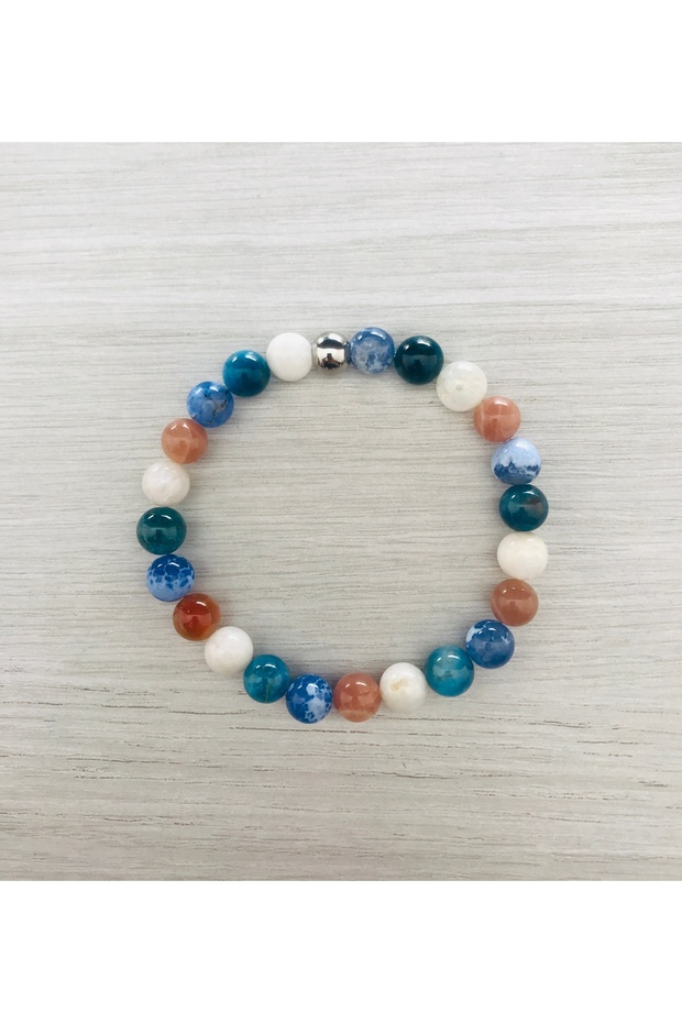 Nazar - Energy Bracelet Real; Moonstone, Apatite, Blue Quartz, Sunstone Bracelet Mkt062