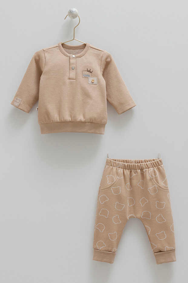 Baby Boy Set – Brown Color Set of 2 (Sweatshirt + Bottom) 1-12 Months