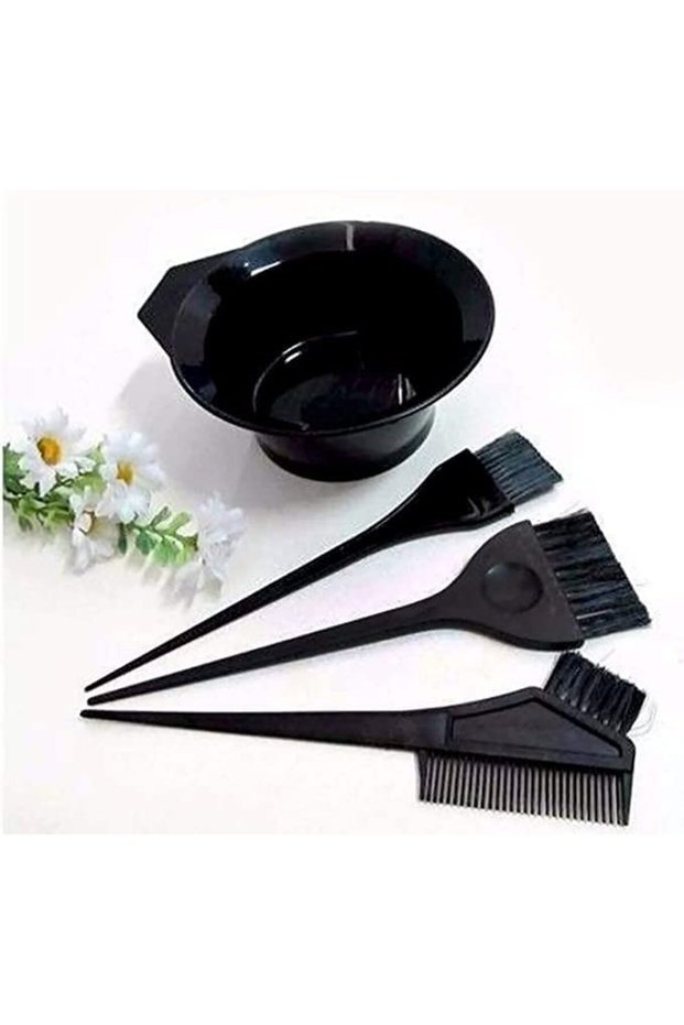 Set of 4 Pieces Professionally Use Hair Tinting Bowl with Soft Bristle Hair Dye Brush Kit for Men an