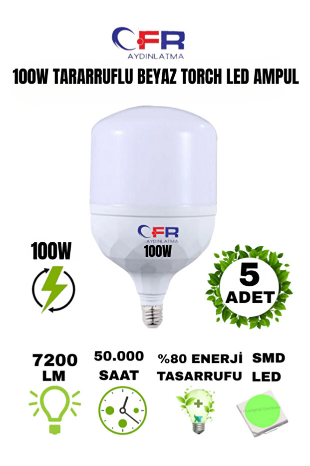 LED AYDINLATMA 100w Tasarruflu E27 Beyaz Işık Torch Led Ampul-1-2-4-6-8-10-20-30-50-100- Adettir - 1