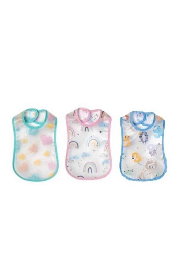 Unisex Patterned Eva Transparent 3-Piece Mixed Food Bib