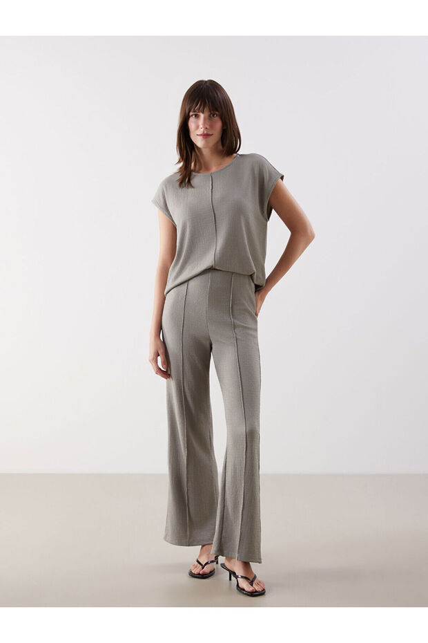 Lcw Comfort Elastic Waist Textured Women's Trousers (S5)