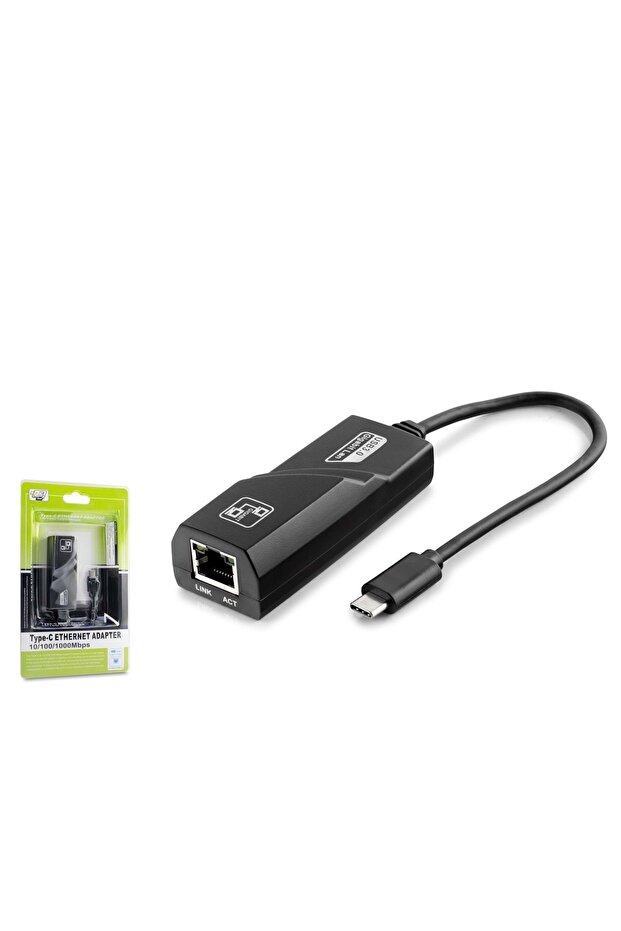 HDX5275 محول إيثرنت من النوع C USB 2.0 بسرعة 10/100 ميجابت في الثانية باللون الأسود