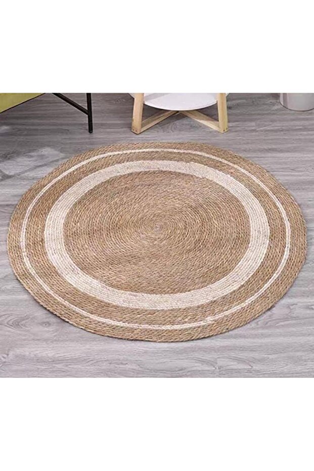 FFD Jute Rug Carpet Natural Jute Rug Round Shaped Designer Area Rug Jute Carpet Hand Woven 120x120cm