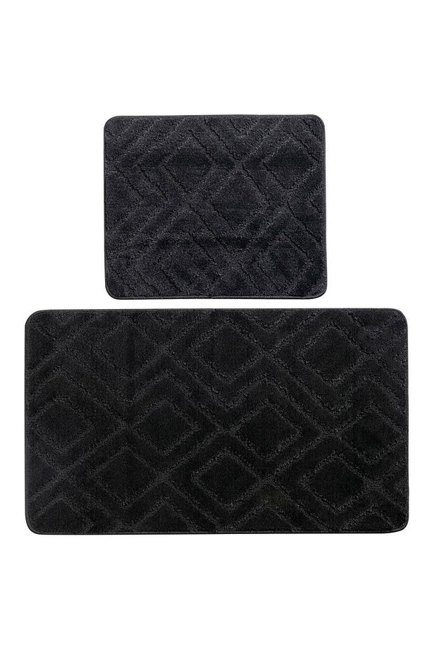 LC HOME Gri Geometrik Desenli Banyo Paspası 2'li - 5