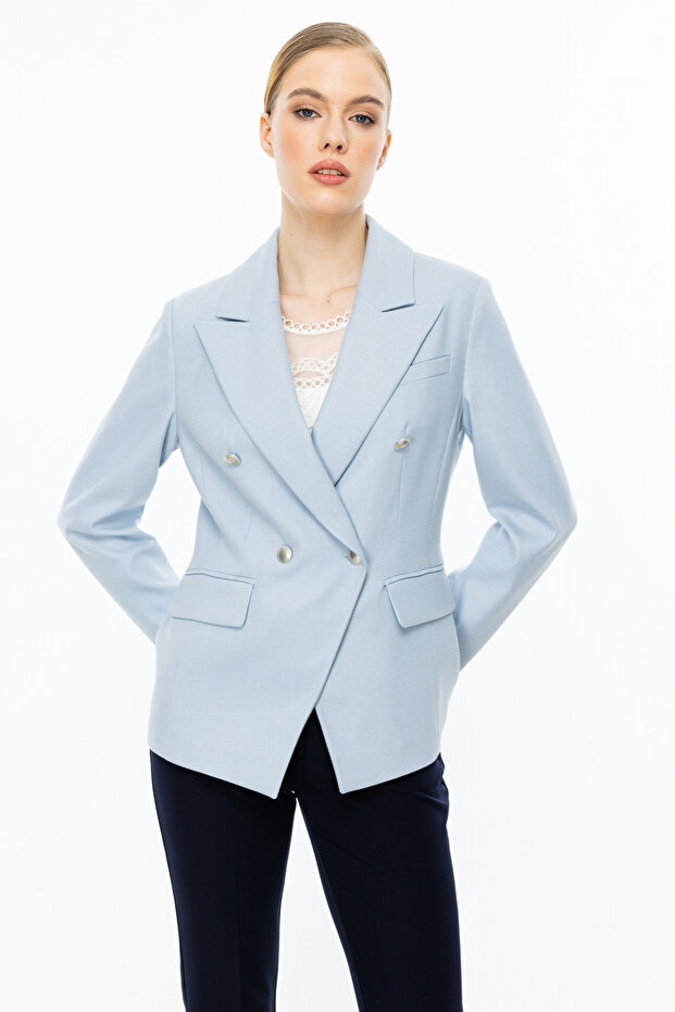 Kruvaze Düğmeli Ceket - 1