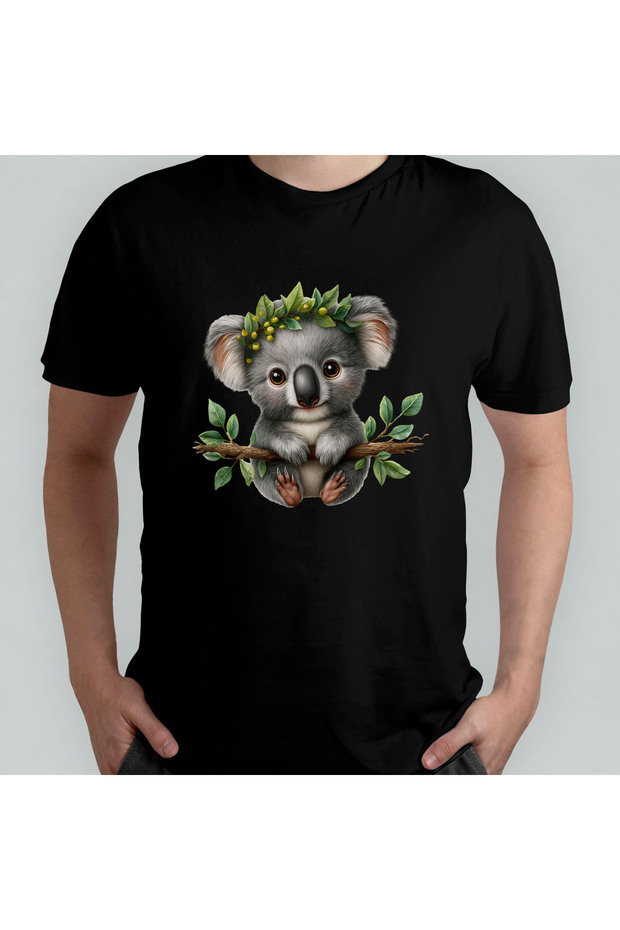 Cute Koala Unisex 100% Cotton Crew Neck T-Shirt Model 2