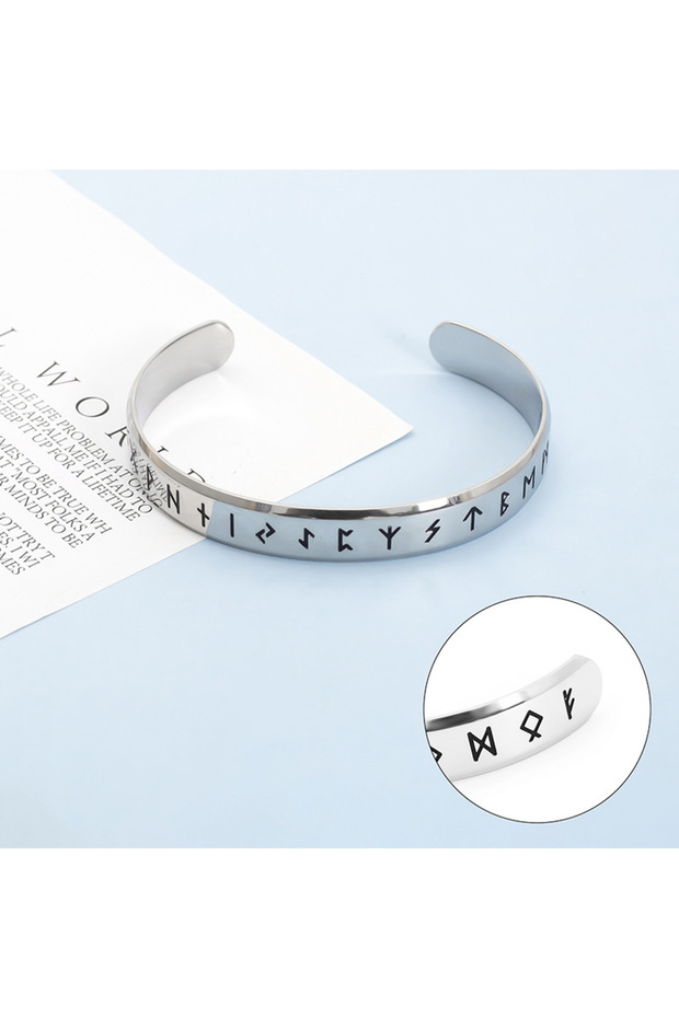 Nordic Mythology Runic Alphabet Vegvisir Adjustable Non-Tarnish & Stainless Steel Bracelet