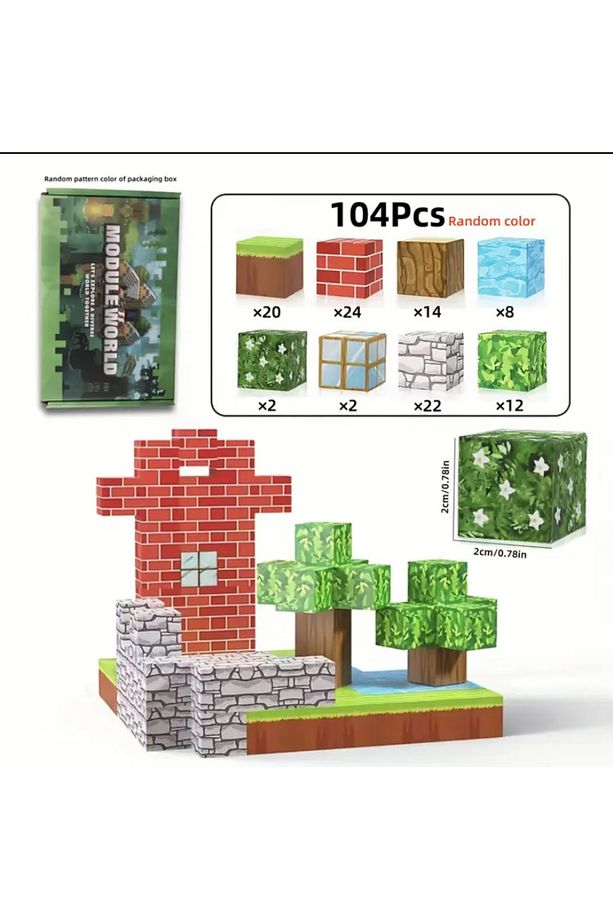 Module World 104 Parça 3D Yapı Blokları Seti – Minecraft Temalı Manyetik Olmayan Eğitici Oyuncak - 1