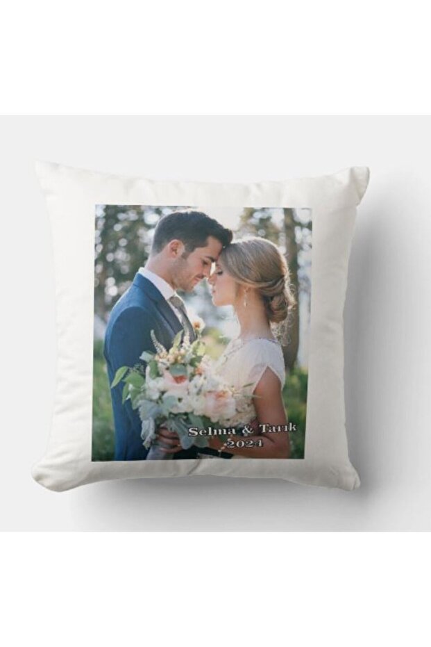 Wedding Anniversary Gift Bride Mountain Pillow with Name and Date Written