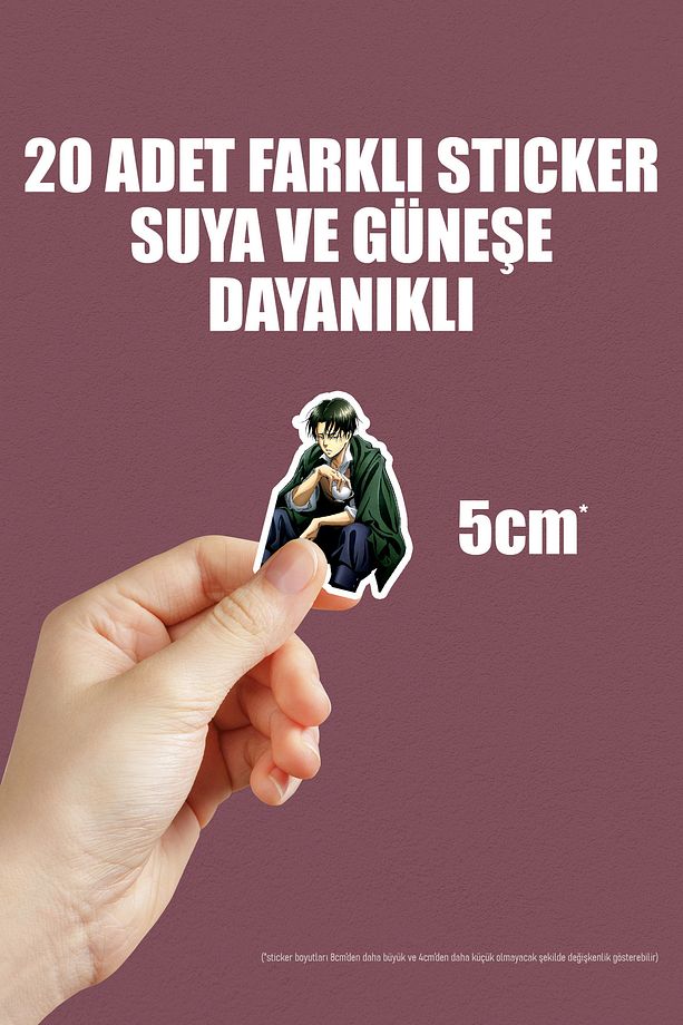 Levi Ackerman attack on titan Anime Telefon Laptop Yapışkanlı Folyo Sticker Paketi (20 ADET) - 5