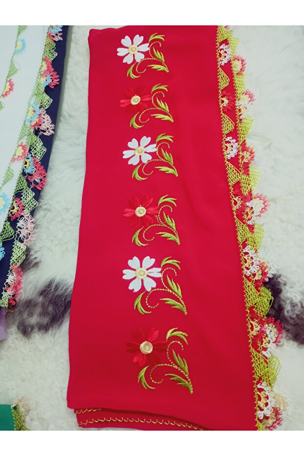 Handmade Embroidery Embroidered Needle Embroidered Prayer Cover Dowry Holder Mevlit Hijab Crepe Fabric 145X75 cm