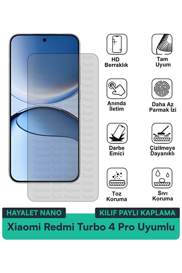 حافظة Xiaomi Redmi Turbo 4 Pro Hayalet Nano متوافقة مع طبقة حماية الشاشة المرنة والرفيعة