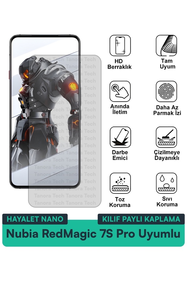 حافظة Nubia RedMagic 7S Pro Hayalet Nano متوافقة مع طبقة حماية الشاشة تحمي الشاشة