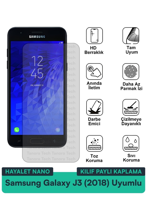 غطاء حماية شاشة متوافق مع هاتف Samsung Galaxy J3 (2018) Ghost Nano مقاوم للخدش والصدمات