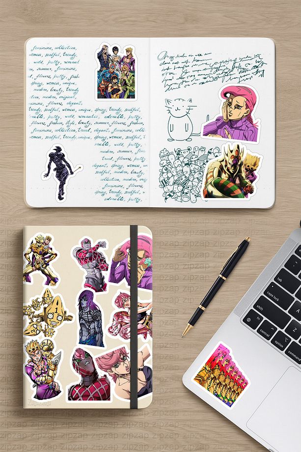 JoJo no Kimyou na Bouken part 5 Anime Telefon Laptop Yapışkanlı Folyo Sticker Paketi (25 ADET) - 3