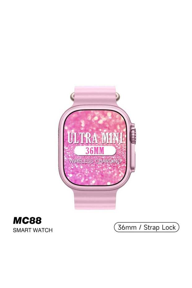 MC88 Ultra Mini 36 MM Wireless Charging_Strap Lock_Screw Model Smartwatches_Pink