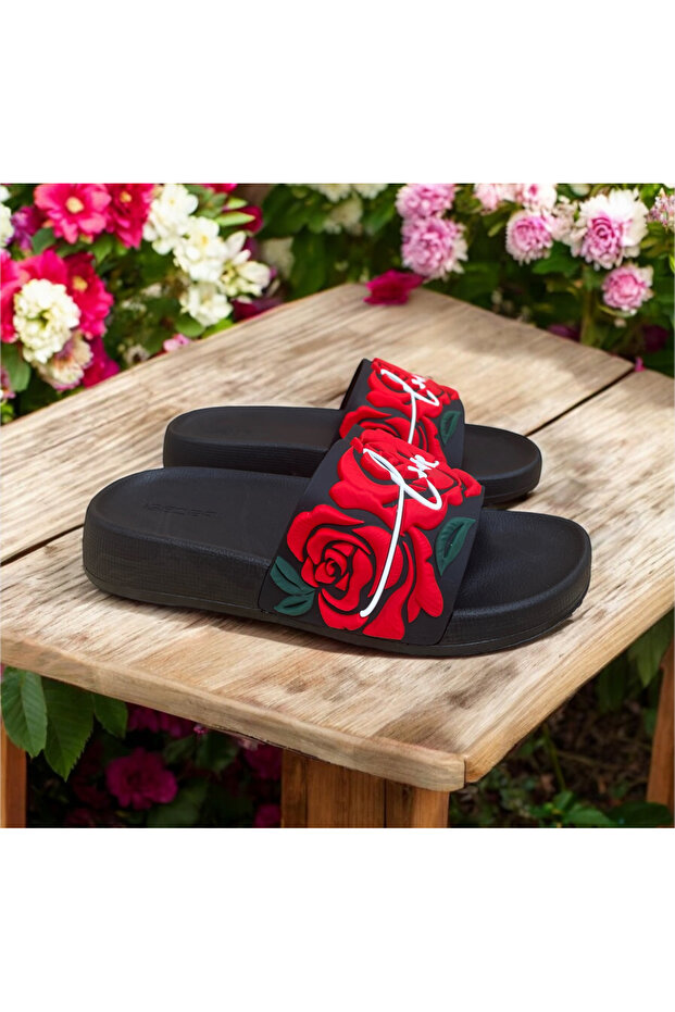 ROSE EMBOSSED .NON-SLIP SOLE SLIPPER. Pool Sea Bath Balcony Terrace Home And Street Slipper