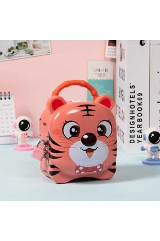 Metal Piggy Bank with Tiger Lock Yavruağzi 13 cm