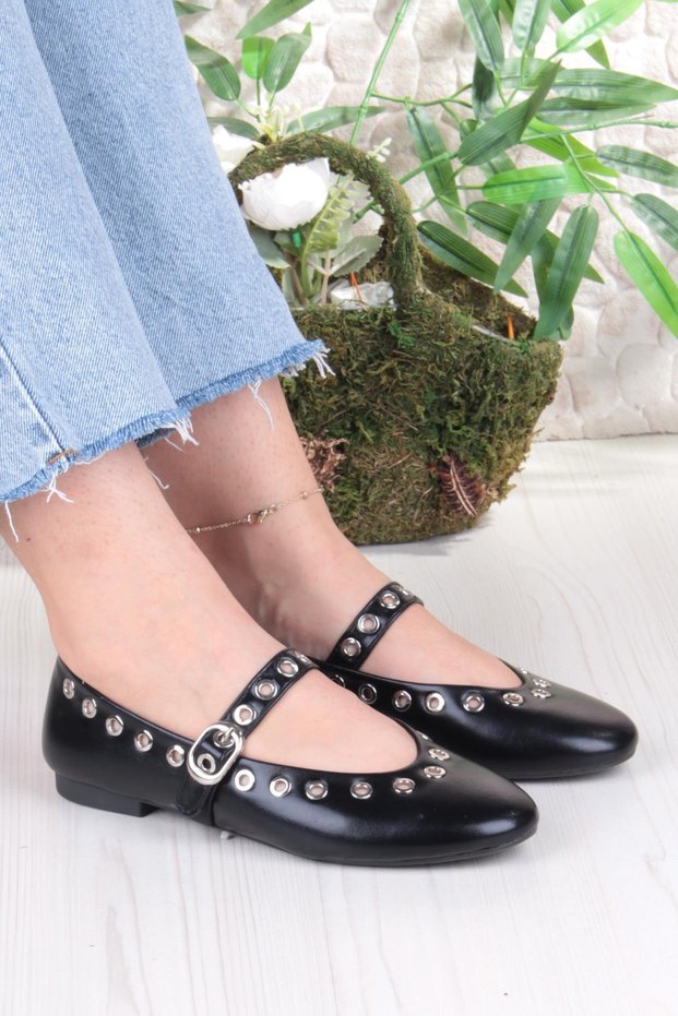 027-822 Fls Women's Ballerinas with Sequin Detail and Tape Buckle Detail
