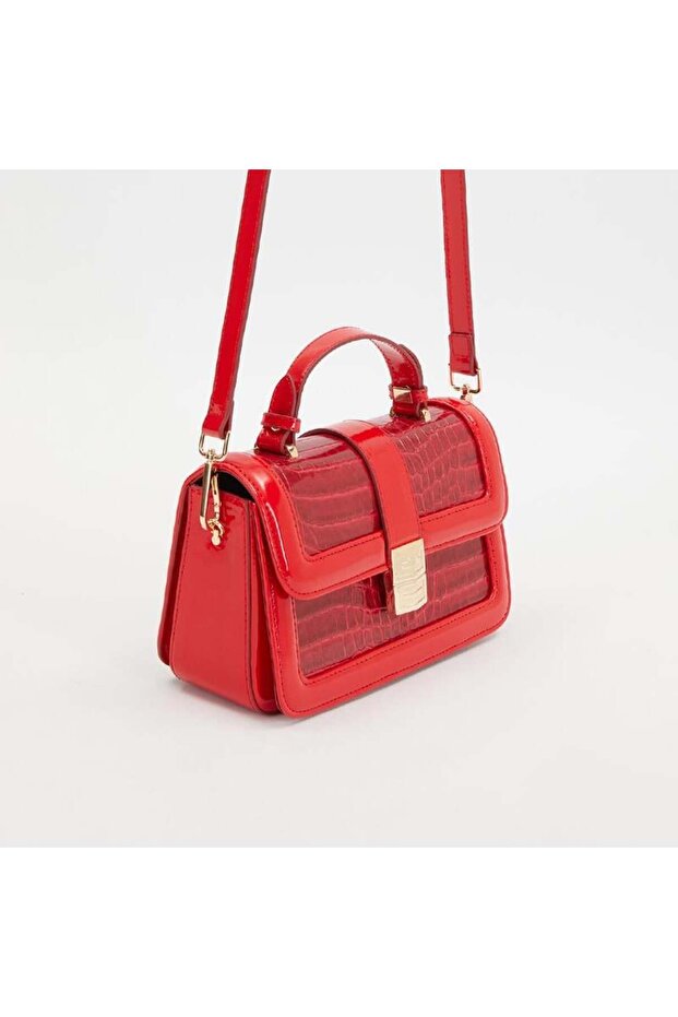Red Crocodile Leather Women's Patent Leather Handbag
